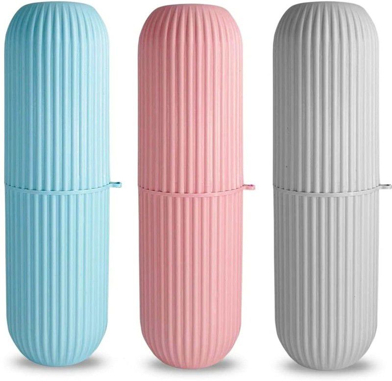 Ality Capsule Shape Travel Toothbrush Toothpaste Case Holder Portable Toothbrush Storage Plastic Toothbrush Holder (peck of 3 Pcs.) (Multicolor) Plastic Toothbrush Holder  (Multicolor)