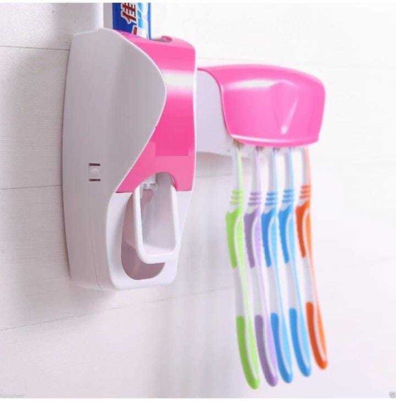 SUDARSAN tooth paste holder Plastic Toothbrush Holder  (Pink, Wall Mount)