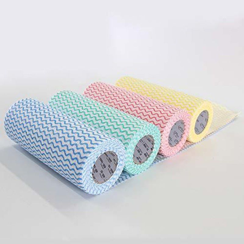 Jenzi Non Wooven Fabric Disposable Handy Wipe Cleaning Cloth Roll Multicolor  (2 Ply, 50 Sheets)