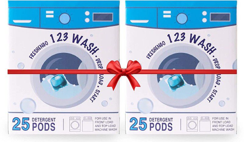 FRESHENGO Pods 4 in 1 Benefits Tackle Odors, Fights Tough Stains, Softens the Cloth Regular Detergent Pod  (50 Pods)
