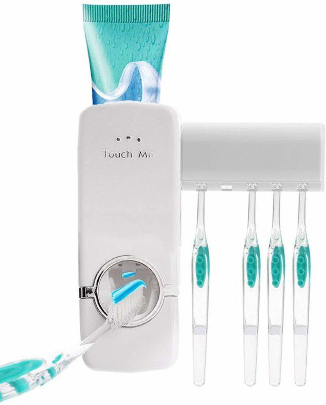 SELL MART Toothpaste holder Plastic Toothbrush Holder  (White, Wall Mount)