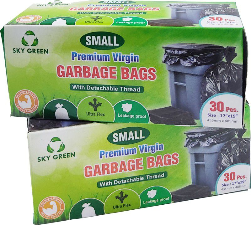 Sky Green Biodegradable Dustbin / Garbage / Waste Bag for Home (Pack of 2) 17x19 Black Small 12 L Garbage Bag  (60Bag )