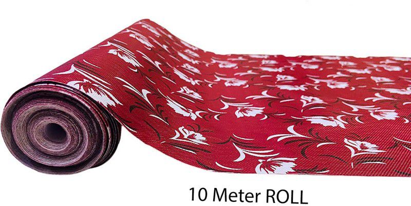 Home Ark 10 Meter Long Roll/Mat for Kitchen, Shelf .Anti slip and waterproof(mahroon)  (1 Ply, 1 Sheets)