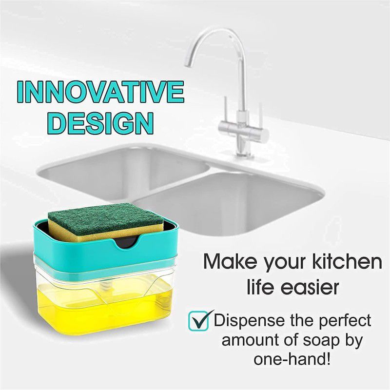 PL SKY 2-in-1 Dishwasher Dispenser Soap Dispenser Sponge Box Holder Kitchen Tools Sink Sponge Holder  (Plastic)