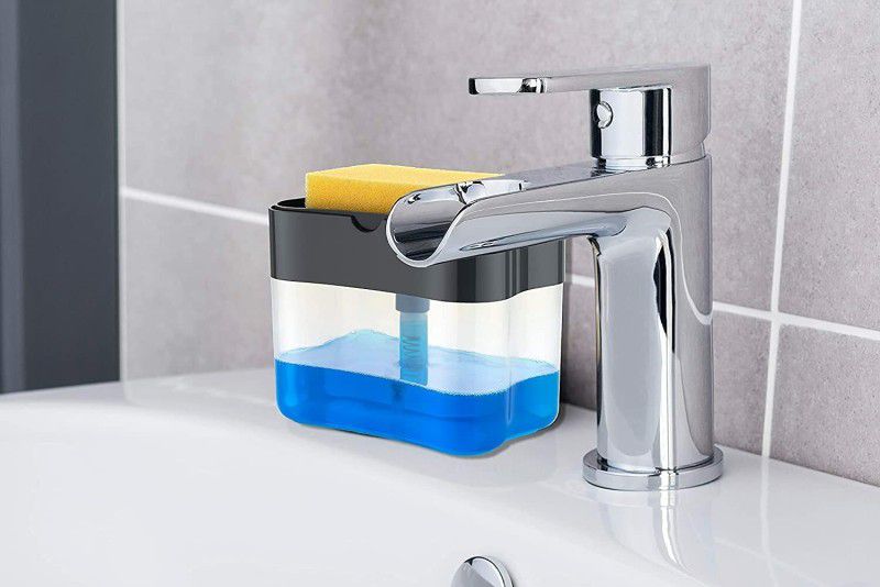 PL SKY 2 in 1 Soap Pump Plastic Dispenser for Dishwasher Liquid; Holder (Random Color) Sink Sponge Holder  (Plastic)