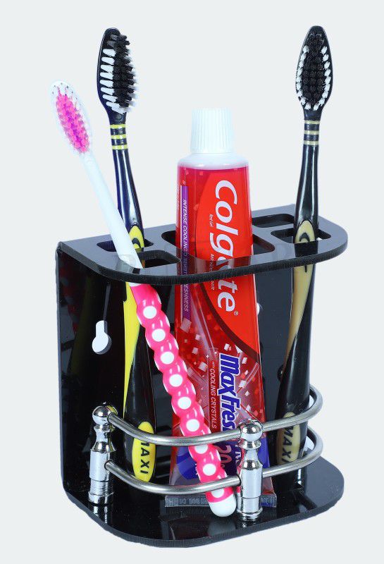 PLNJAR Razor Toothbrush Holder for Bathroom Kitchen Wall Mount Adhesive Acrylic, Stainless Steel Toothbrush Holder  (Black, Wall Mount)