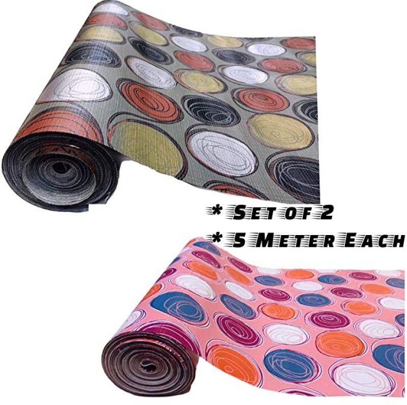 Variety Products Collection Gray and Pink Combo of 10 Meter Mat/Roll for Drawer (Set of 2, 5 Meter)  (2 Ply, 2 Sheets)