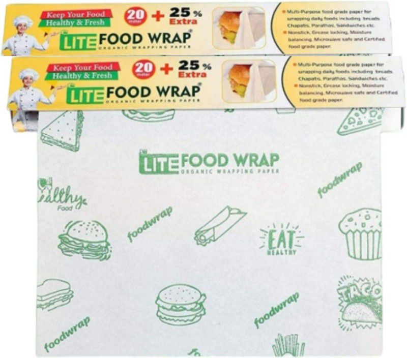 lite food wrap Biodegradable food wrapping paper(25*280MM) Shrinkwrap  (Pack of 2, 50 m)