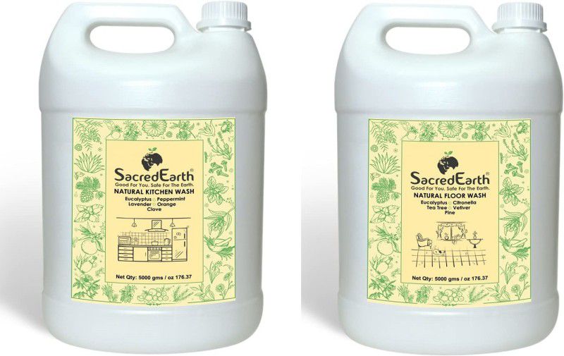 SacredEarth Natural Kitchen Wash & Floor Wash Liquid 5000 ml each (Combo Pack) Kitchen Cleaner  (10 L, Pack of 2)
