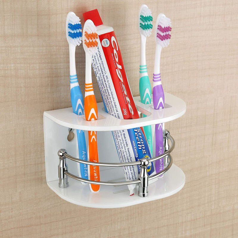 Plantex Acrylic Tooth Brush Holder/Stand/Tumbler holder for Bathroom Accessories (White) Acrylic Toothbrush Holder  (White, Wall Mount)