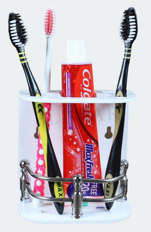 PLNJAR White Razor Toothbrush Holder for Bathroom Kitchen Wall Mount / Adhesive Acrylic Toothbrush Holder  (White, Wall Mount)