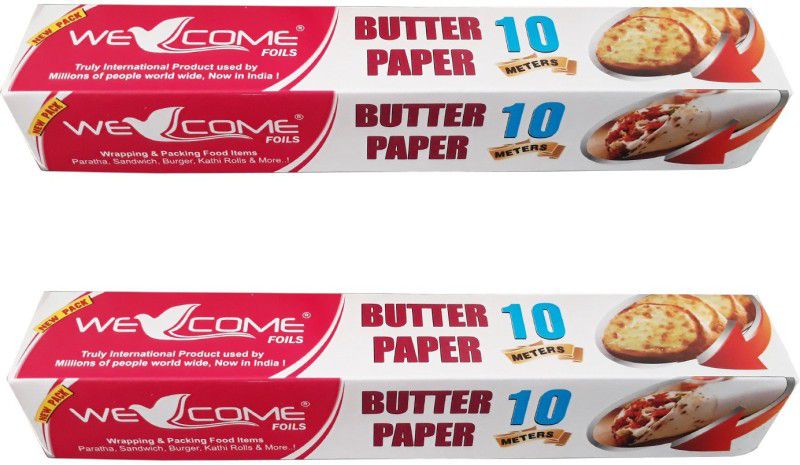 Welcome Food Wrapping Butter Paper 10m x2 packs-Microwave safe, Food Grade, Grease proof Paper Foil  (Pack of 2, 20 m)