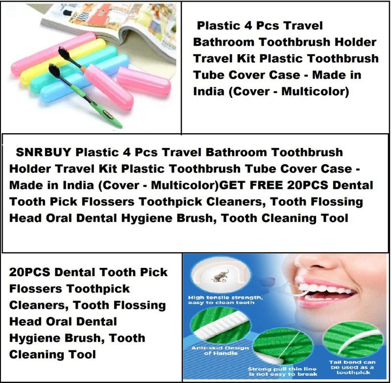 sell net retail SNR Buy 4pcs Toothbrush Tube Cover GET FREE Oral Tooth Pick , Plastic Toothbrush Holder  (Multicolor)