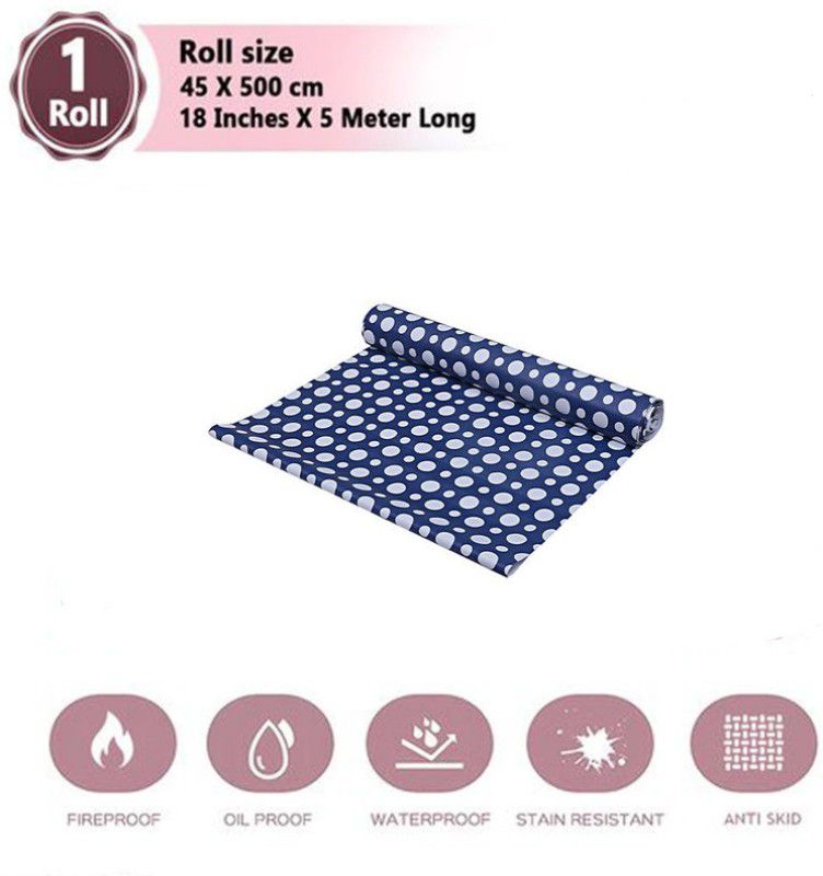 Shade 5 Mtr Long Roll/Mat for Kitchen, Shelve,Shelf.Anti slip&waterproof(Blue Circl)  (1 Ply, 1 Sheets)