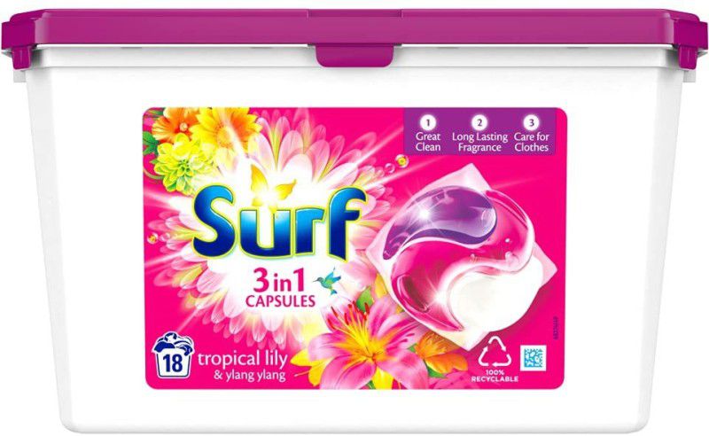 Surf Tropical Lily & Ylang-Ylang Washing Capsules 18 Washes Lily Detergent Pod  (18 Pods)