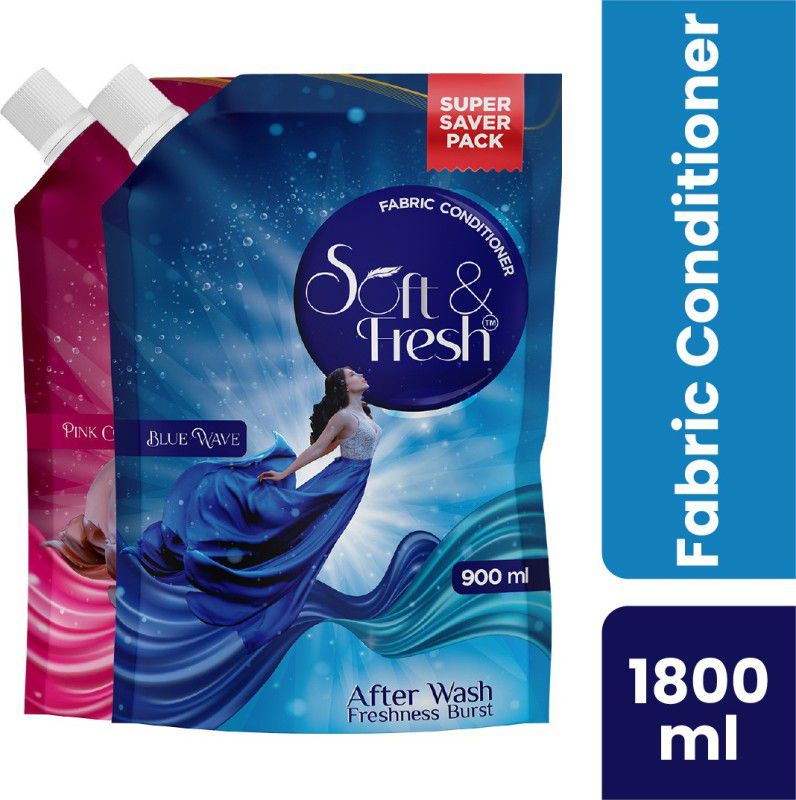 Soft & Fresh Blue Wave & Pink Coral Fabric Conditioner increase shine, softness and Freshness  (2 x 900 ml)