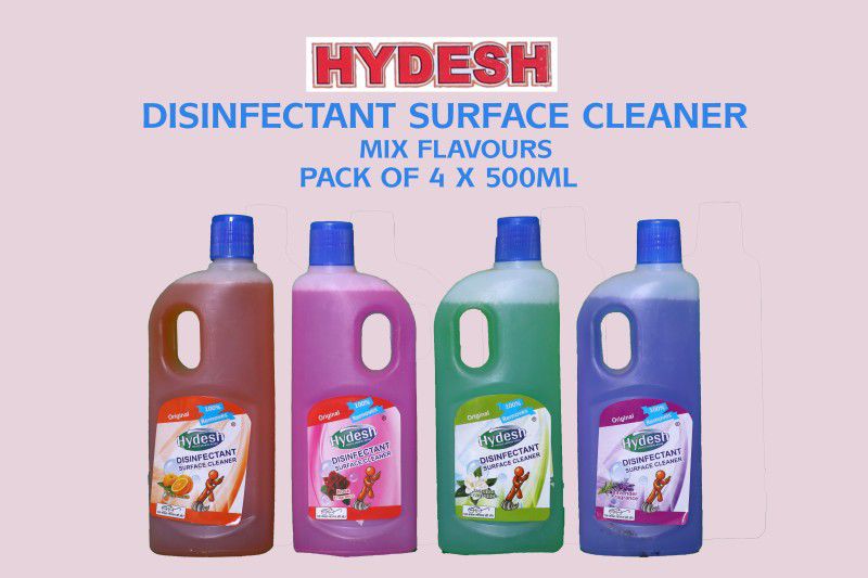 hydesh Disinfectant Surface Cleaner Mix Flavours (Pack Of 4, Each Pack 500ML) Kitchen Cleaner  (2 L, Pack of 4)