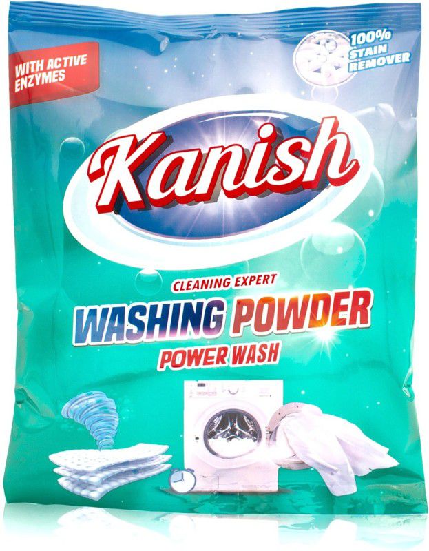KANISH Premium Detergent Washing Powder 1Kg (WITH ACTIVE ENZYMES)- Zero stain formula. Detergent Powder 1 kg