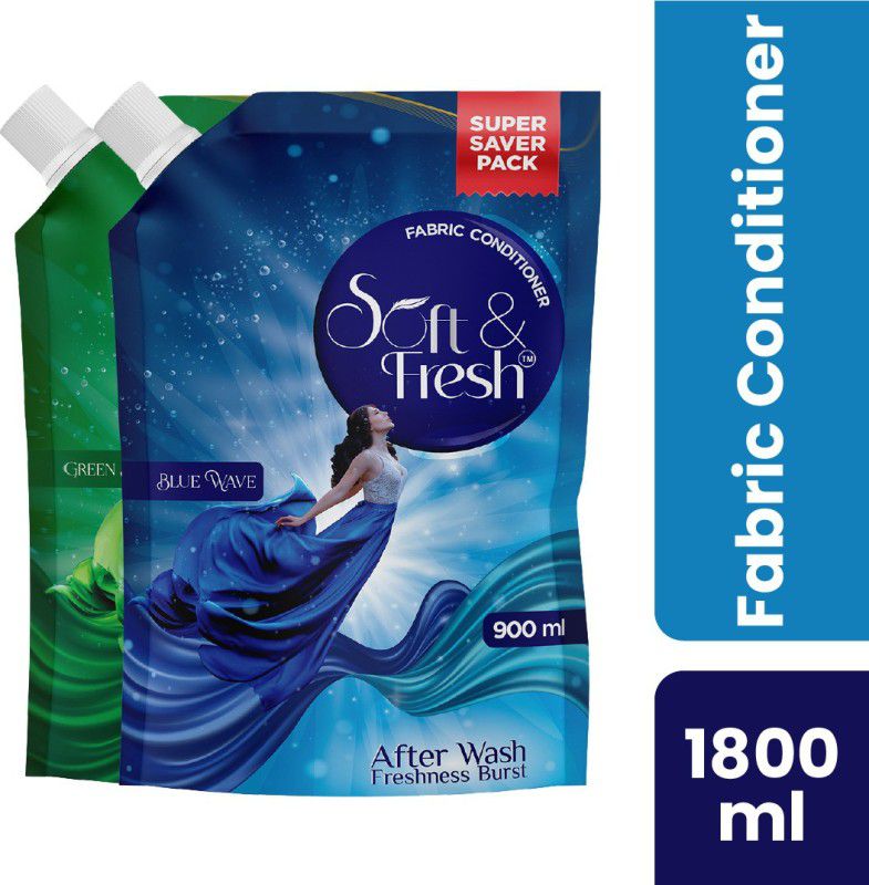 Soft & Fresh Blue Wave & Green Jade Fabric Conditioner increase shine, softness and Freshness  (2 x 900 ml)