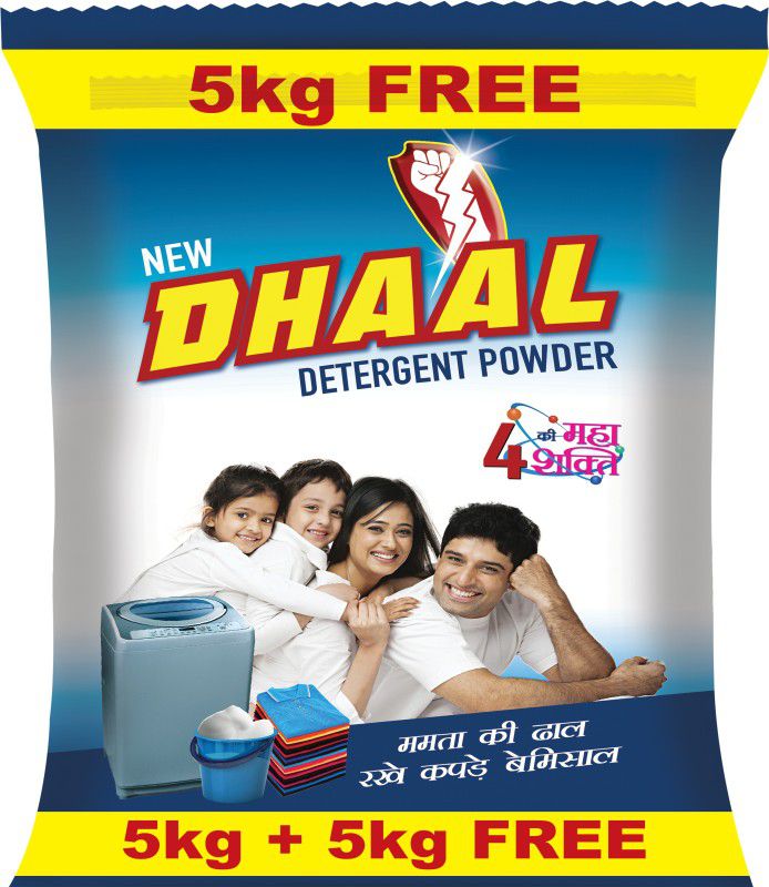 Dhaal Detergent Powder (5KG + 5KG FREE), Washing Powder with 4 Ki Maha Shakti Detergent Powder 10 kg  (Floral Fragnance)