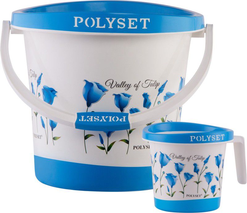 POLYSET Plastic Ultra 16Ltr Bucket Foil Printed & Ultra Mug 1Ltr Foil Printed, 16 L Plastic Bucket  (Blue)