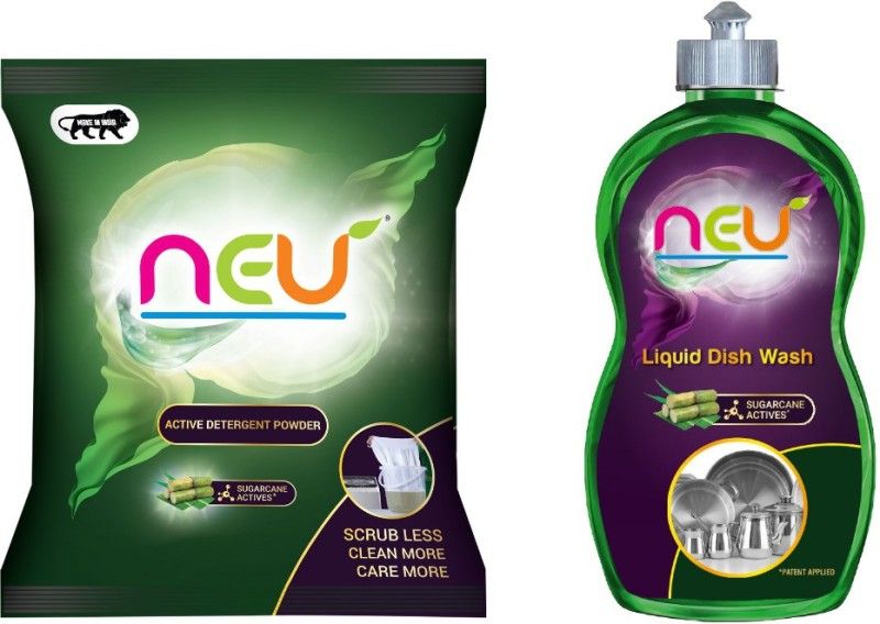 NEU Active detergent 3kg & 500ml Liquid dishwash Detergent Powder 3.5 kg  (Lemon)
