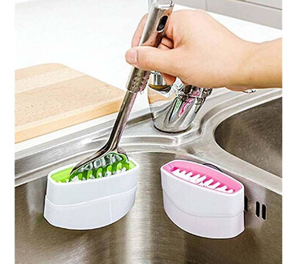 High Quality Cutlery Cleaner Brush - White and Green 