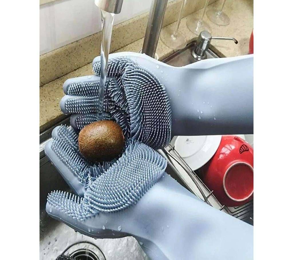 Silicone Dish Washing Kitchen Hand Gloves-1 Pair