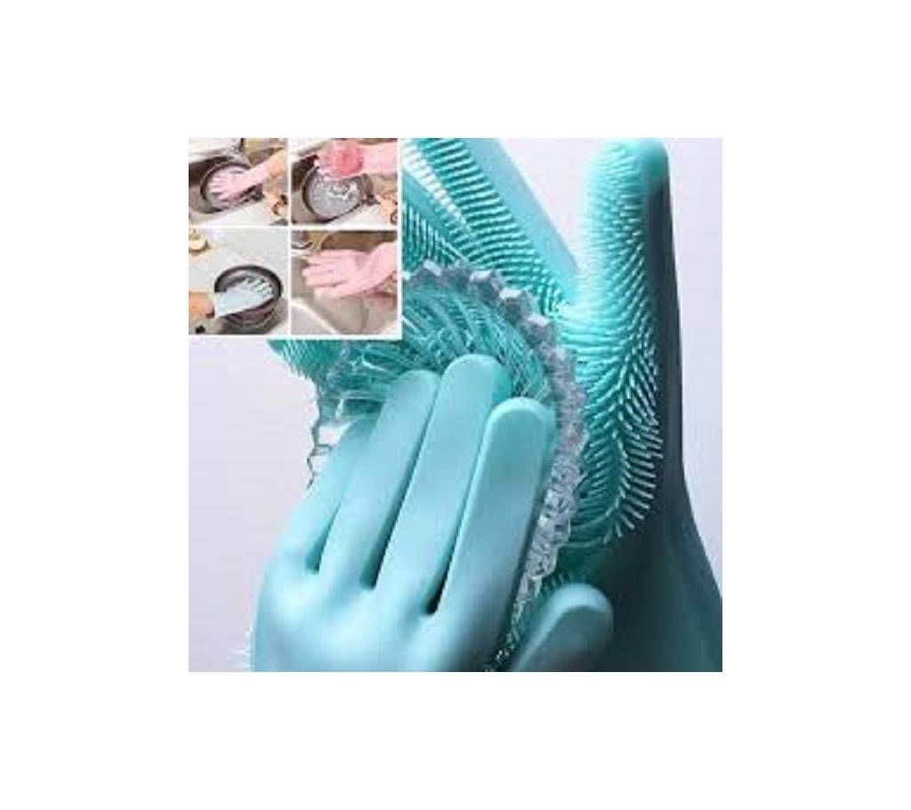 Silicone Cleaning Gloves with Wash Scrubber
