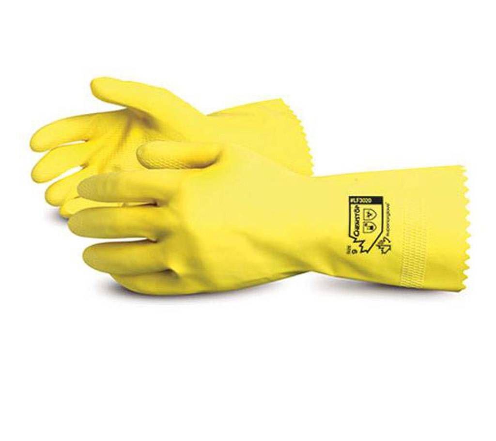Flock-Lined Latex chemical resistant gloves