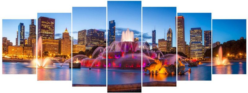 skgraphics 60 cm Water shower and sparkling city wall sticker Self Adhesive Sticker  (Pack of 1)