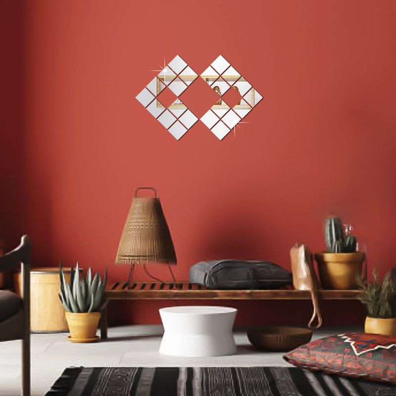 WallWear 10 cm 22 Solid Square Silver Self Adhesive Sticker  (Pack of 22)