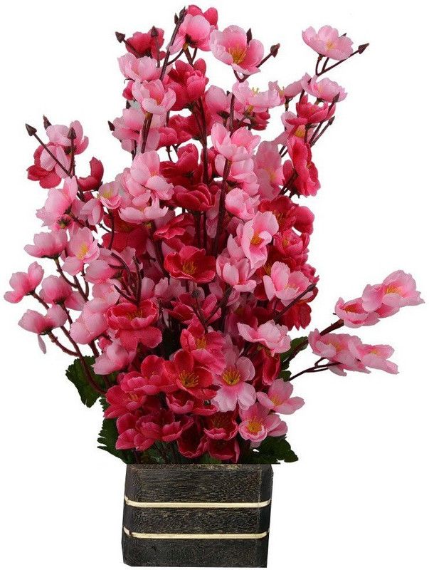 Sofix Beautiful Pink, Red Orchids Artificial Flower with Pot  (16 inch, Pack of 1, Flower with Basket)