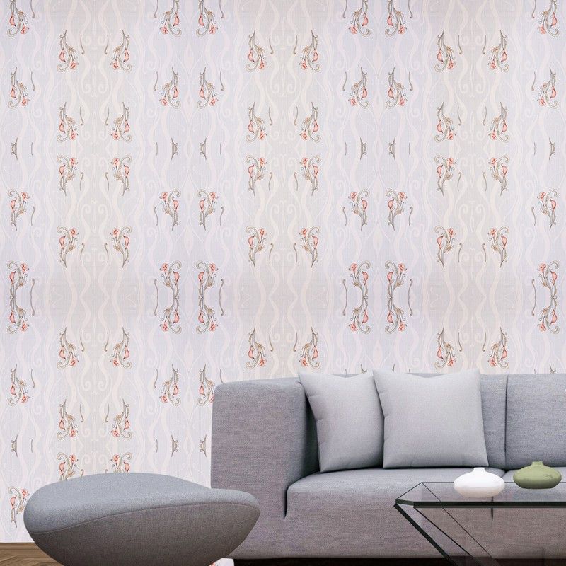 Jyanshu Creation Floral & Botanical White, Multicolor Wallpaper  (500 cm x 40 cm)