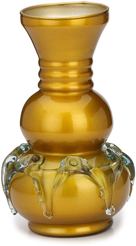AkGlass Yellow Flower Vase | Decorative Glass Flower Vase Glass Vase  (6 inch, Yellow)