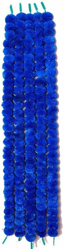 Samjhi Marigold Artificial Flowers Garlands for Home Decoration Blue Marigold Artificial Flower  (60 inch, Pack of 5, Garlands)