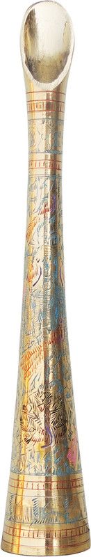 Brass Gift Center Brass Flower Vase With Handwork Multicoor Finish Brass Vase  (11.9 inch, Multicolor)