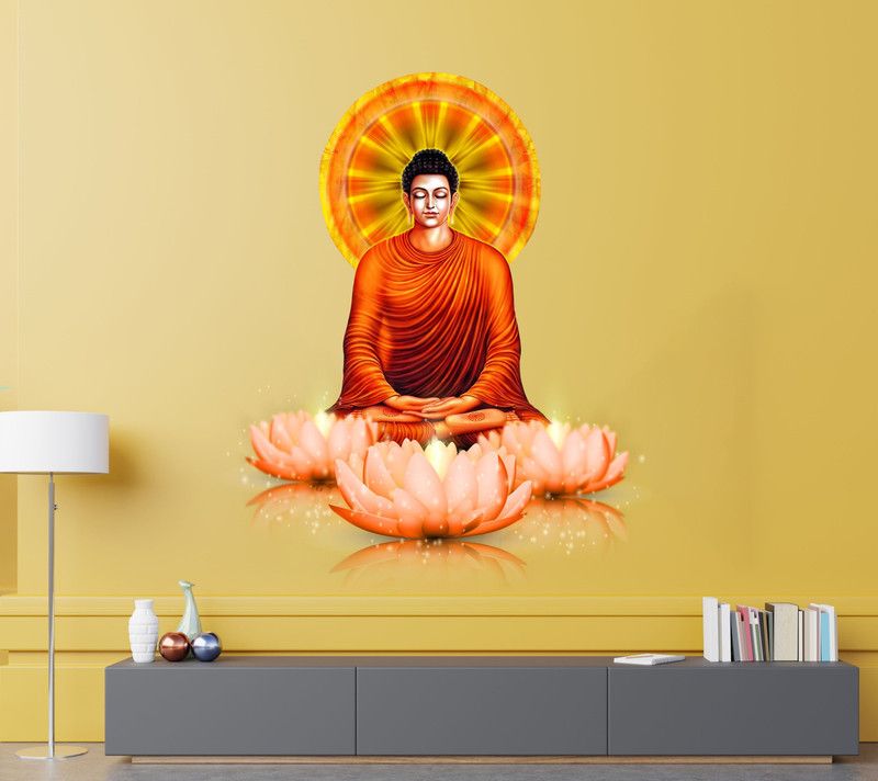 DivineDesigns 61 cm Buddha Ji Wall Sticker Self Adhesive Sticker  (Pack of 1)