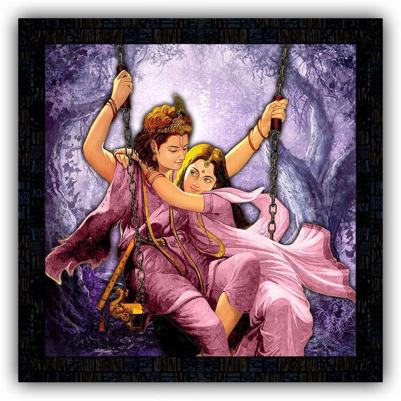 Poster N Frames framed poster of Radha Krishna-10811 Digital Reprint 14 inch x 14 inch Painting  (With Frame)