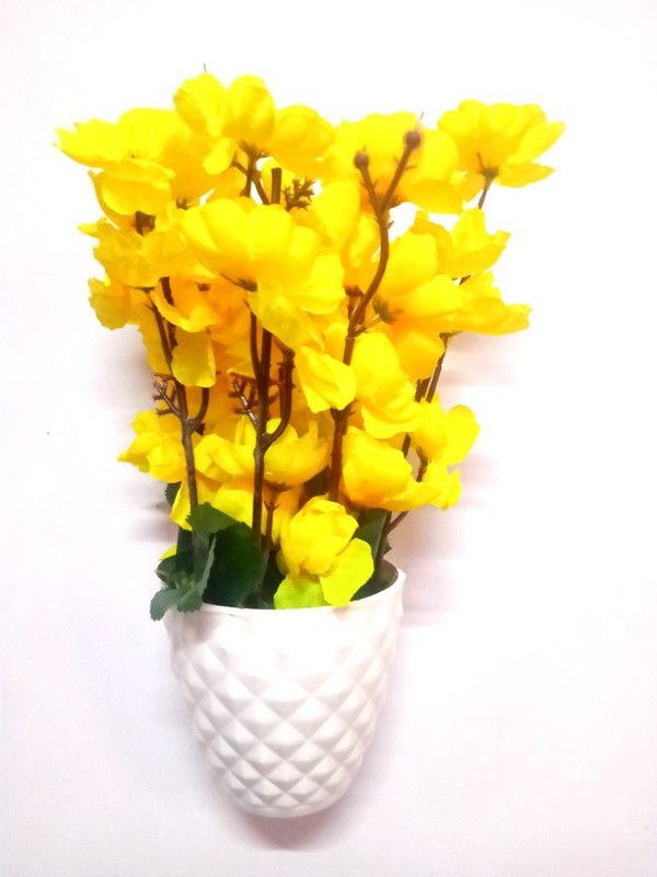Green Plant indoor Orchid11087 Bonsai Wild Artificial Plant with Pot  (23 cm, Yellow)
