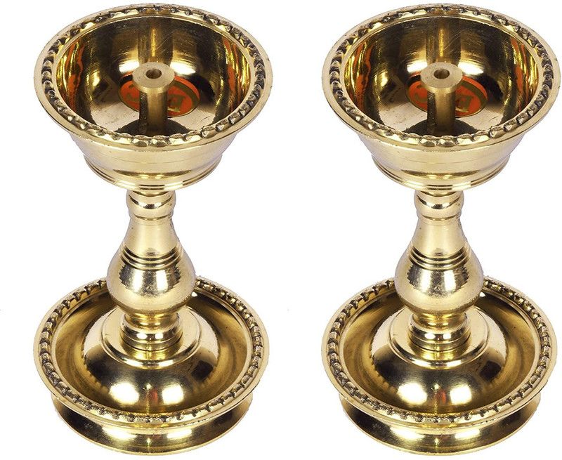 Bhimonee Decor Brass (Pack of 2) Table Diya Set  (Height: 4.5 inch)
