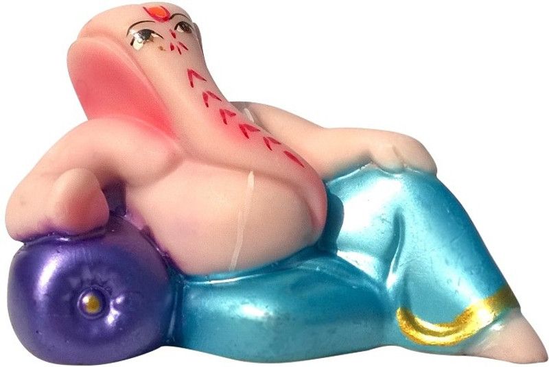 Mann Retails Resin Takiya Ganesha Idol_01 Decorative Showpiece - 8 cm  (Polyresin, Multicolor)
