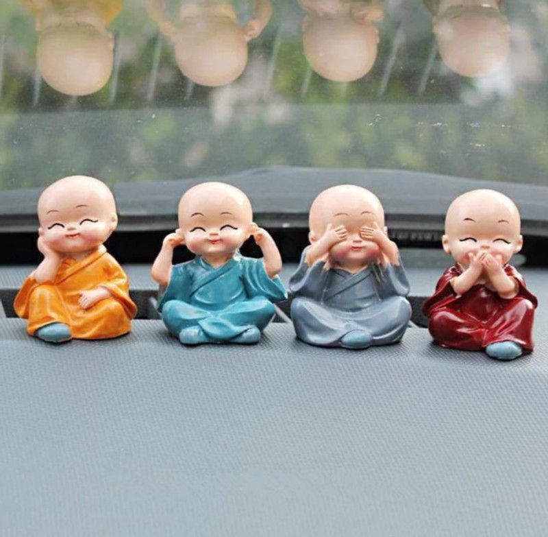 AnshAtoZ Handicraft Showpiece for Table Small Statue of Monk Buddha, Decorative Showpiece - 4 cm  (Polyresin, Multicolor)
