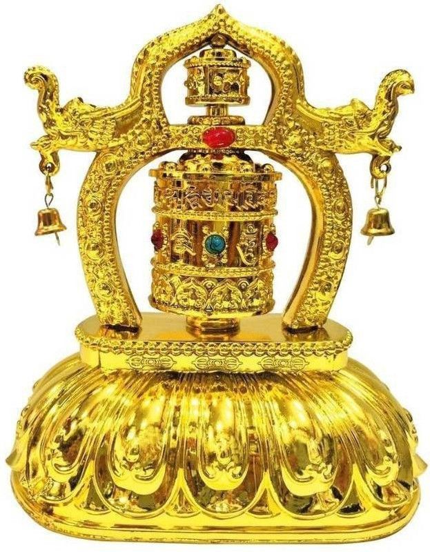 Gwals Solar Rotating Tibetian Buddhist Prayer Wheel for Home / Car Dashboard Decorative Showpiece - 9 cm  (Plastic, Gold)