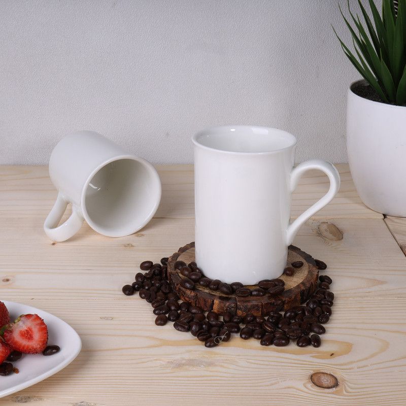 Ariane White, Sandra Classic Morning Tea, Coffee, Milk Mug, 280 ml, Porcelain, Set of 2, Porcelain Vase  (3.93 inch, White)