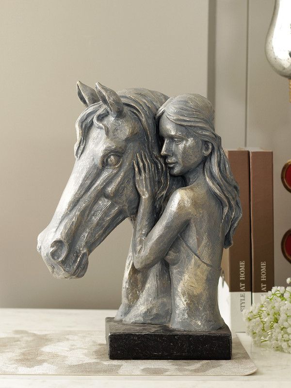 Hometown Zoie Grey Gold Polyresin Showpiece By Living Essence Decorative Showpiece - 36 cm  (Polyresin, Grey)