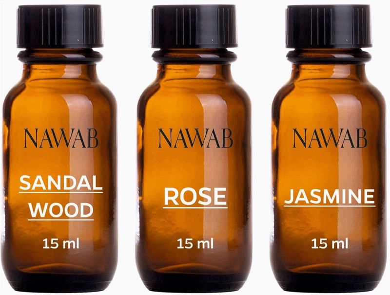 NAWAB essential aroma Diffuser oil(Sandalwood,Rose,Jasmine-15ml each) Aroma Oil  (3 x 15 ml)