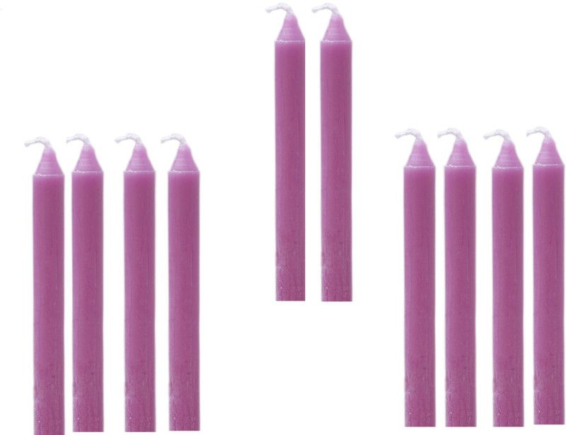 ILLUMYNATE 5 Inch Taper Candles for Party and Home Decoration Dripless & Smokeless Candle  (Purple, Pack of 10)