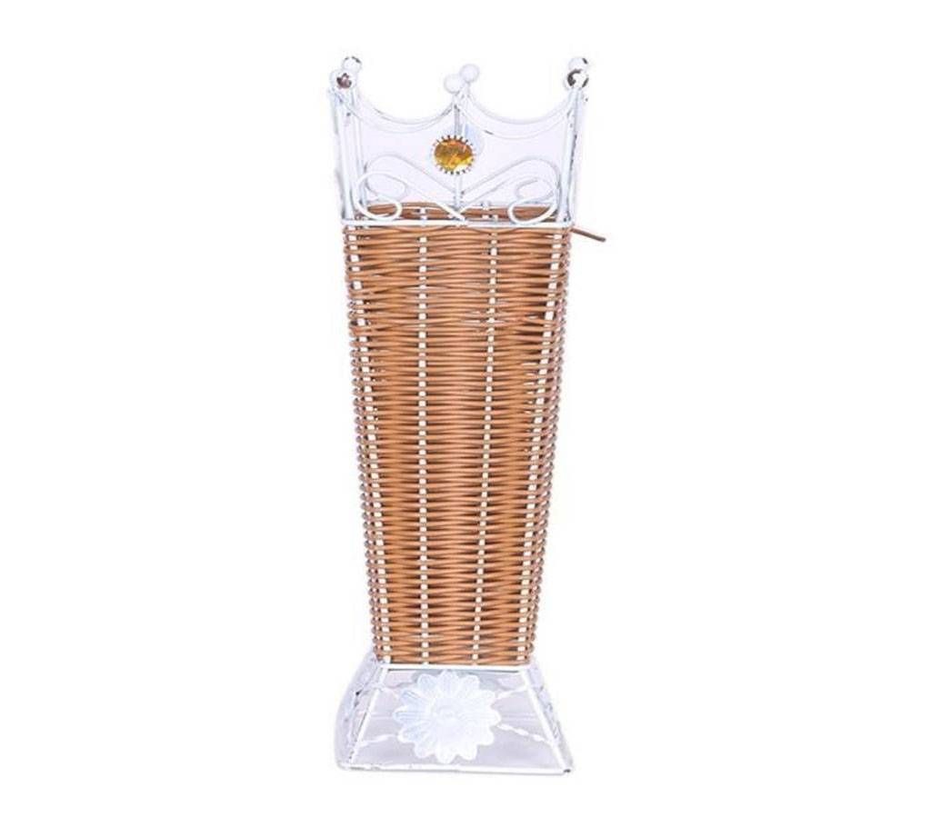 Plastic Flower Vase - White and Brown