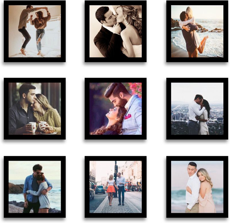 SWADESI STUFF MDF Personalized, Customized Gift Best Friends Reel Photo Collage gift for Friends, BFF with Frame, Birthday Gift,Anniversary Gift Wall  (Black, 9 Photo(s), 9 frame : 9x9 inch)